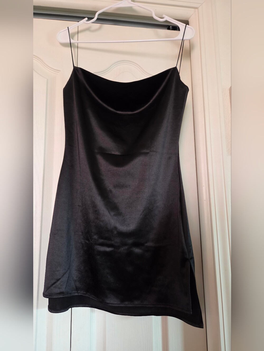 Satin Slip Dress with Cowl Neck